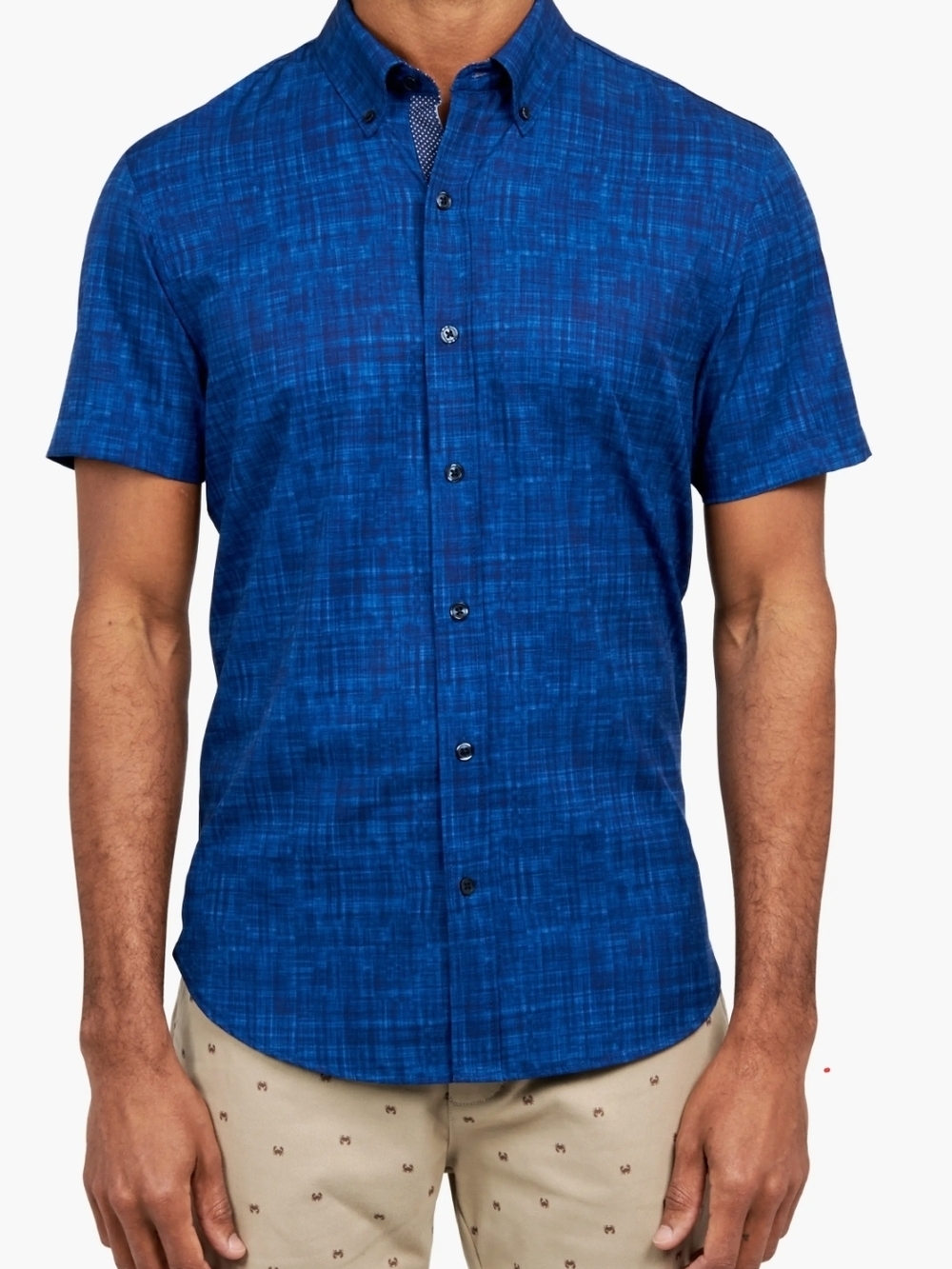 Men's Short-Sleeve Button-Down Shirt in Deep Blue